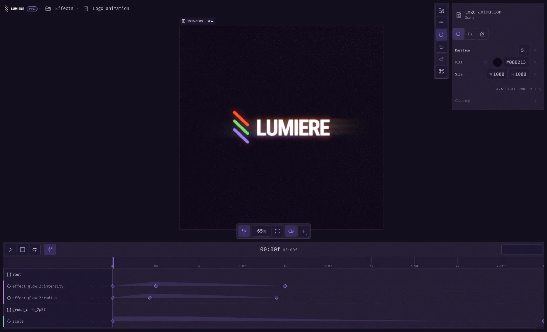 Lumiere editor UI